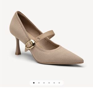 Chic Beige Pointed Toe Heels with Strap